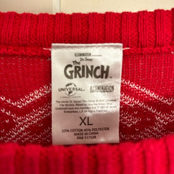 Dr. Seuss Grinch Red and White Sweater - Picture 2 of 3